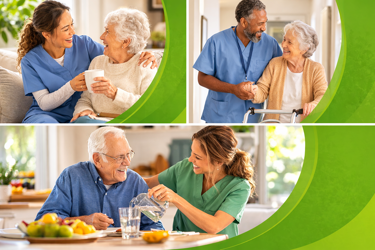 Professional caregiver assisting senior at home in Miami-Dade