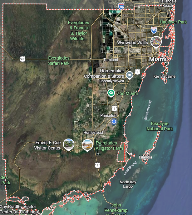 Miami-Dade County home care service area including Homestead, Kendall, and Aventura